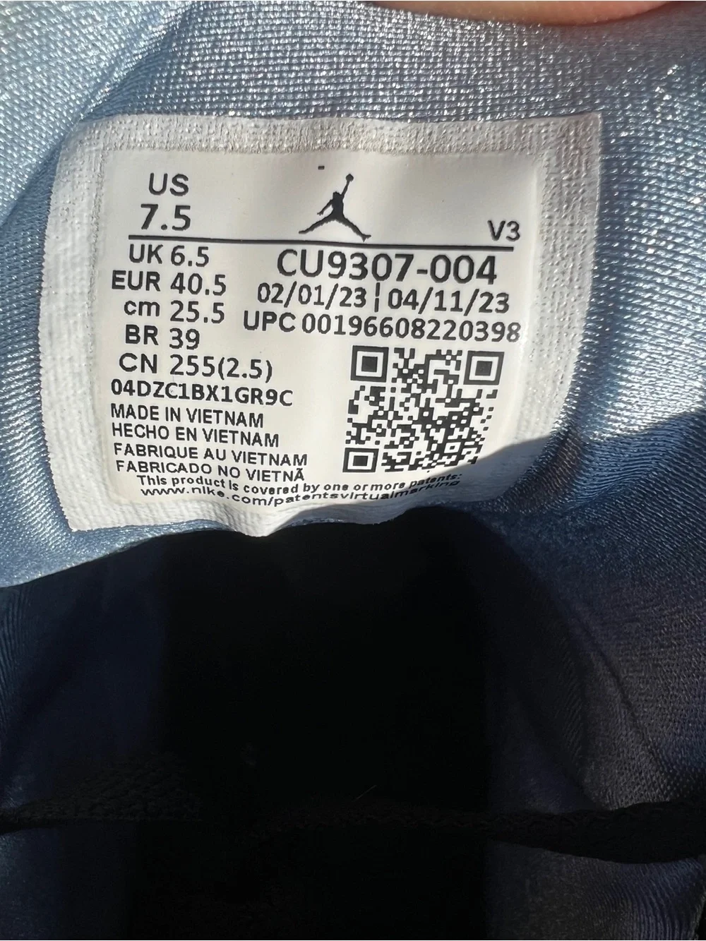Jordan 7 chambray size 7.5